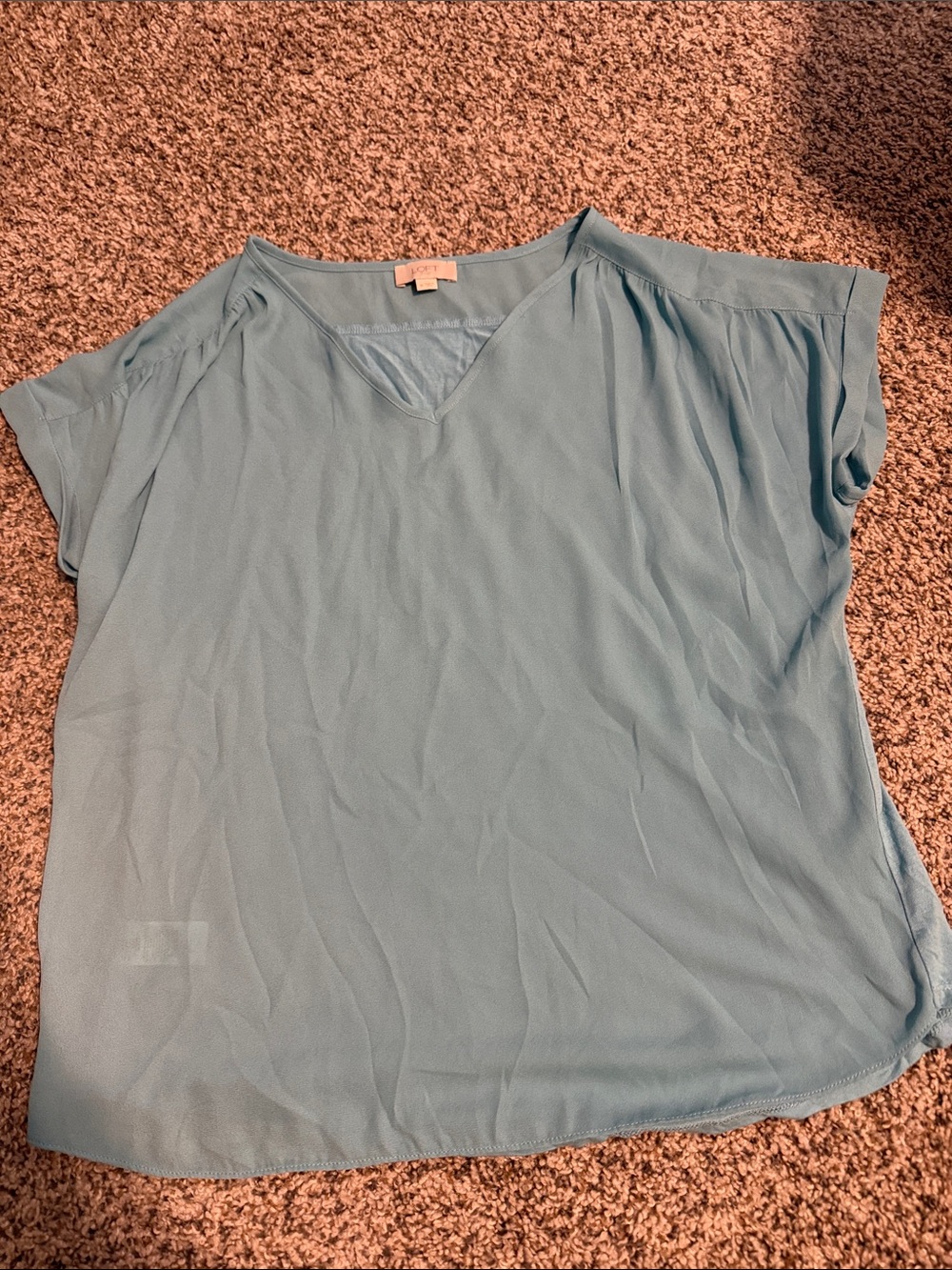 LOFT Dusty Blue V-Neck Cap Sleeve Blouse
